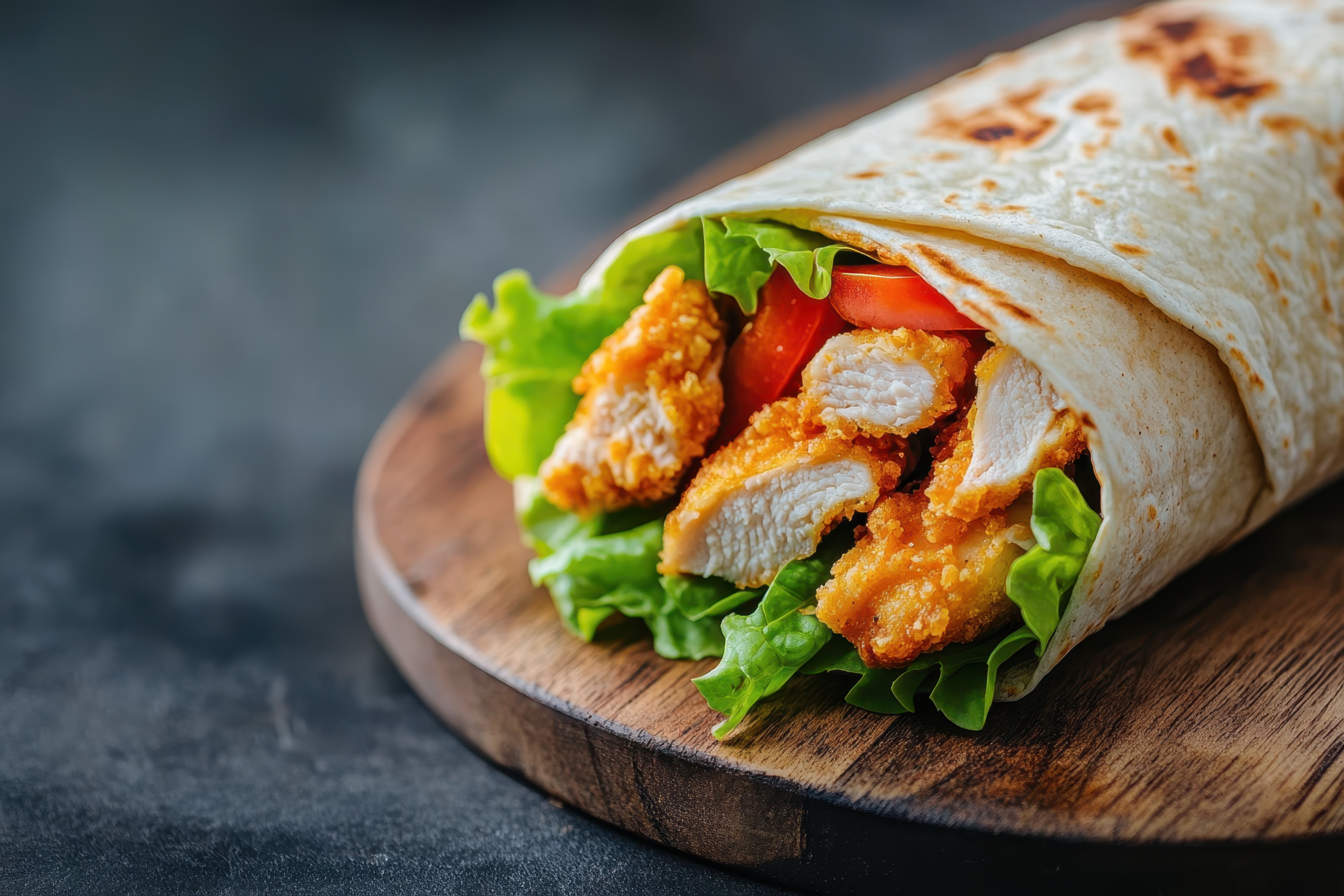 Wrap met krokante kiphaasjes en honing-mosterdsaus