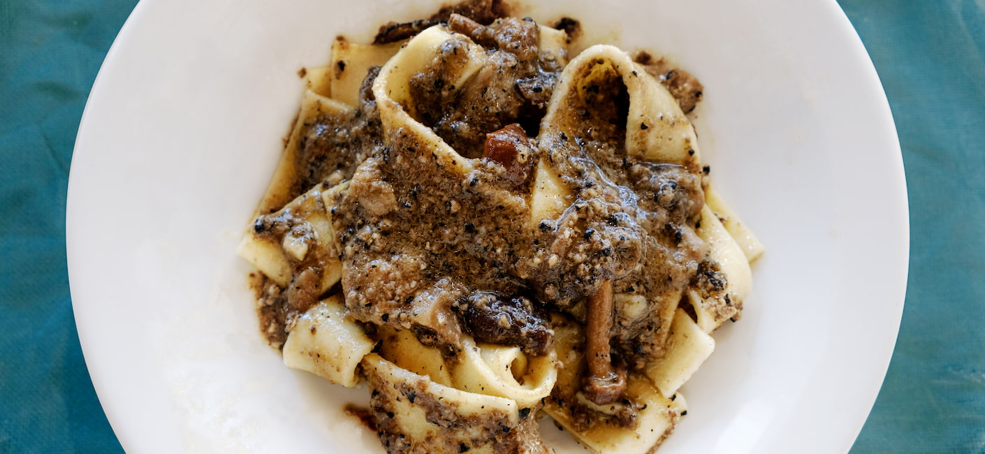 Pappardelle met truffelsaus en champignons
