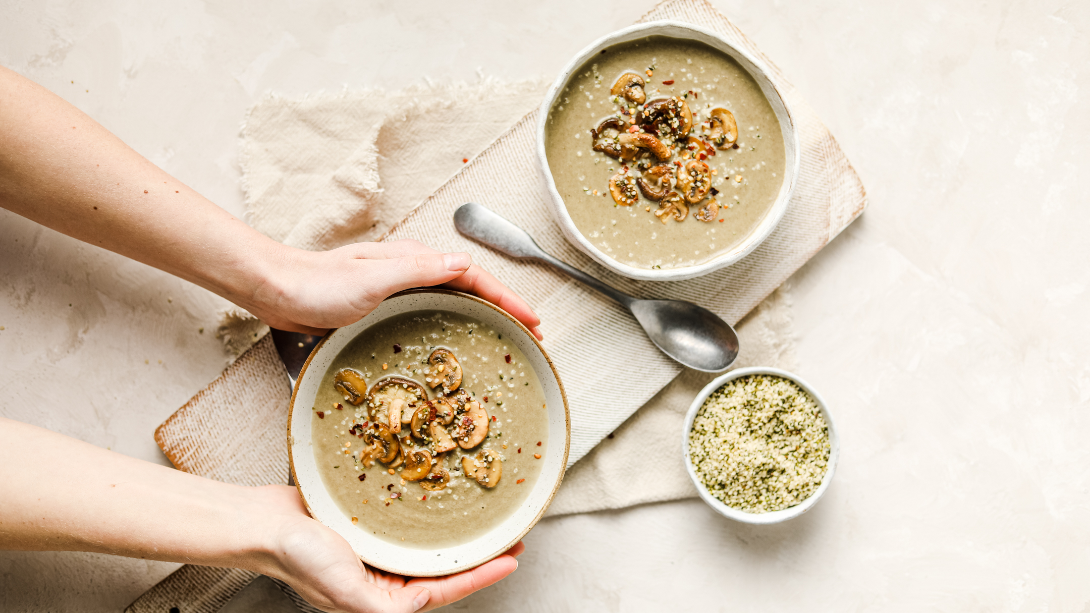Vegan Mushroom and Hemp Protein Soup