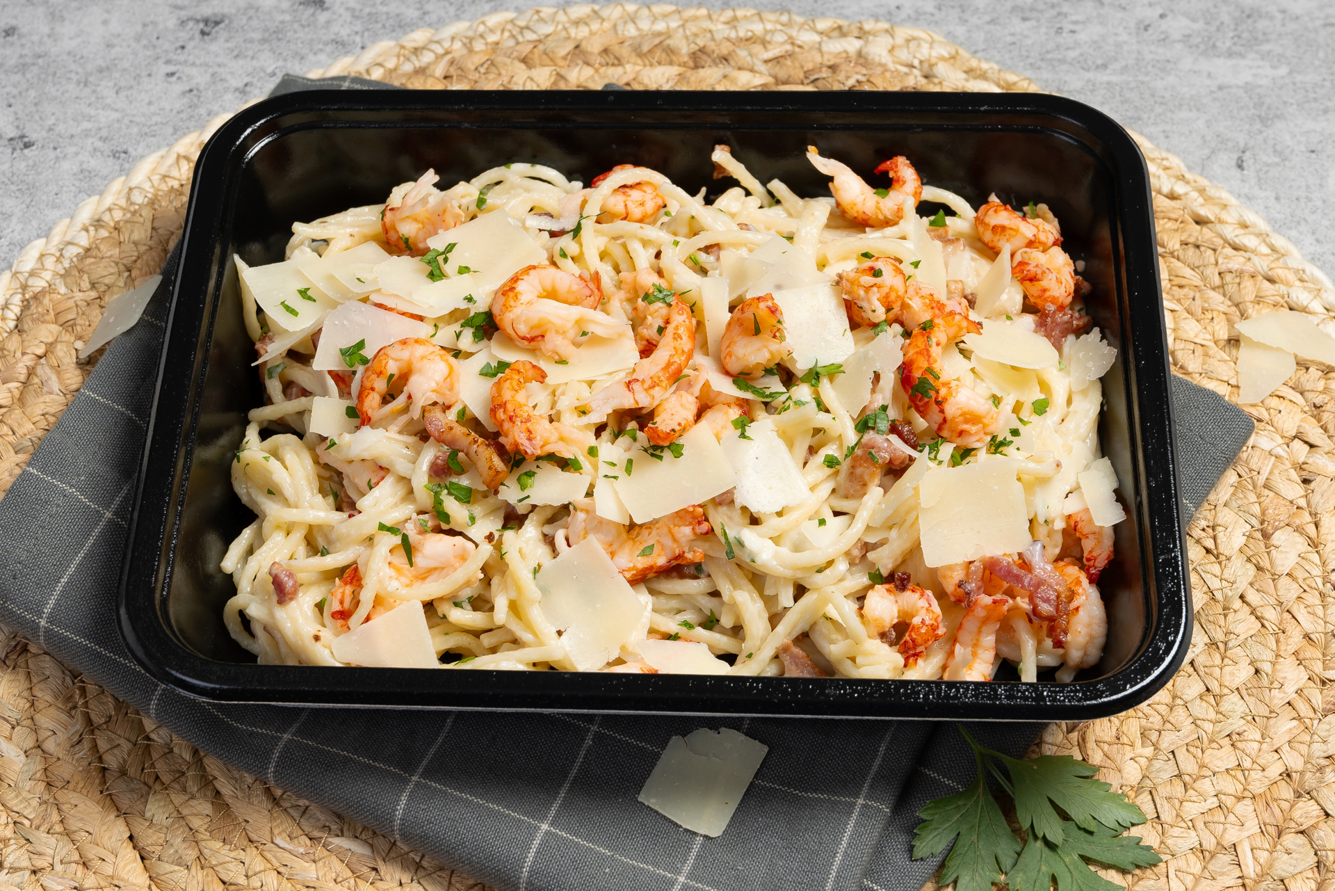 Surf and turf pasta