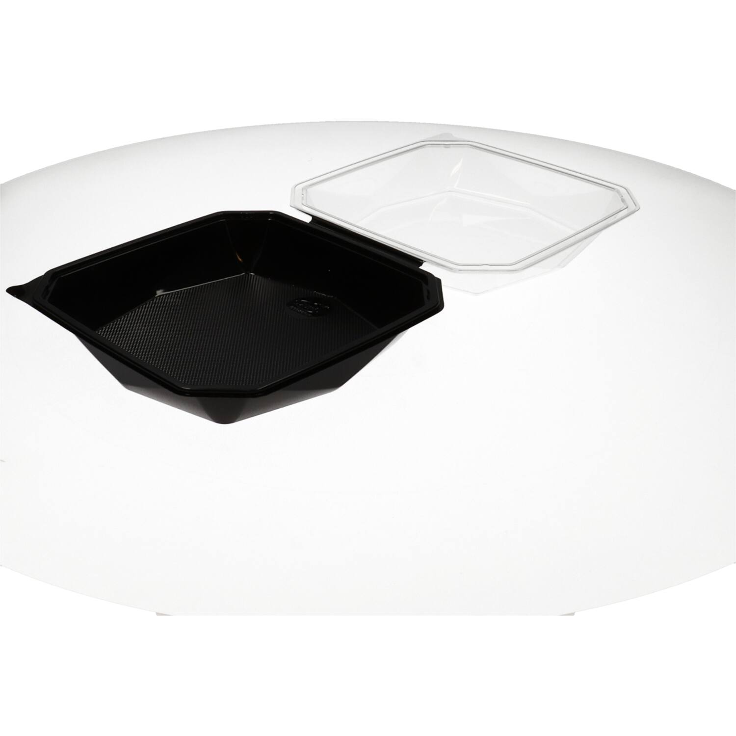 Octaview APET 225x225x80mm 1150cc zwart + deksel transp