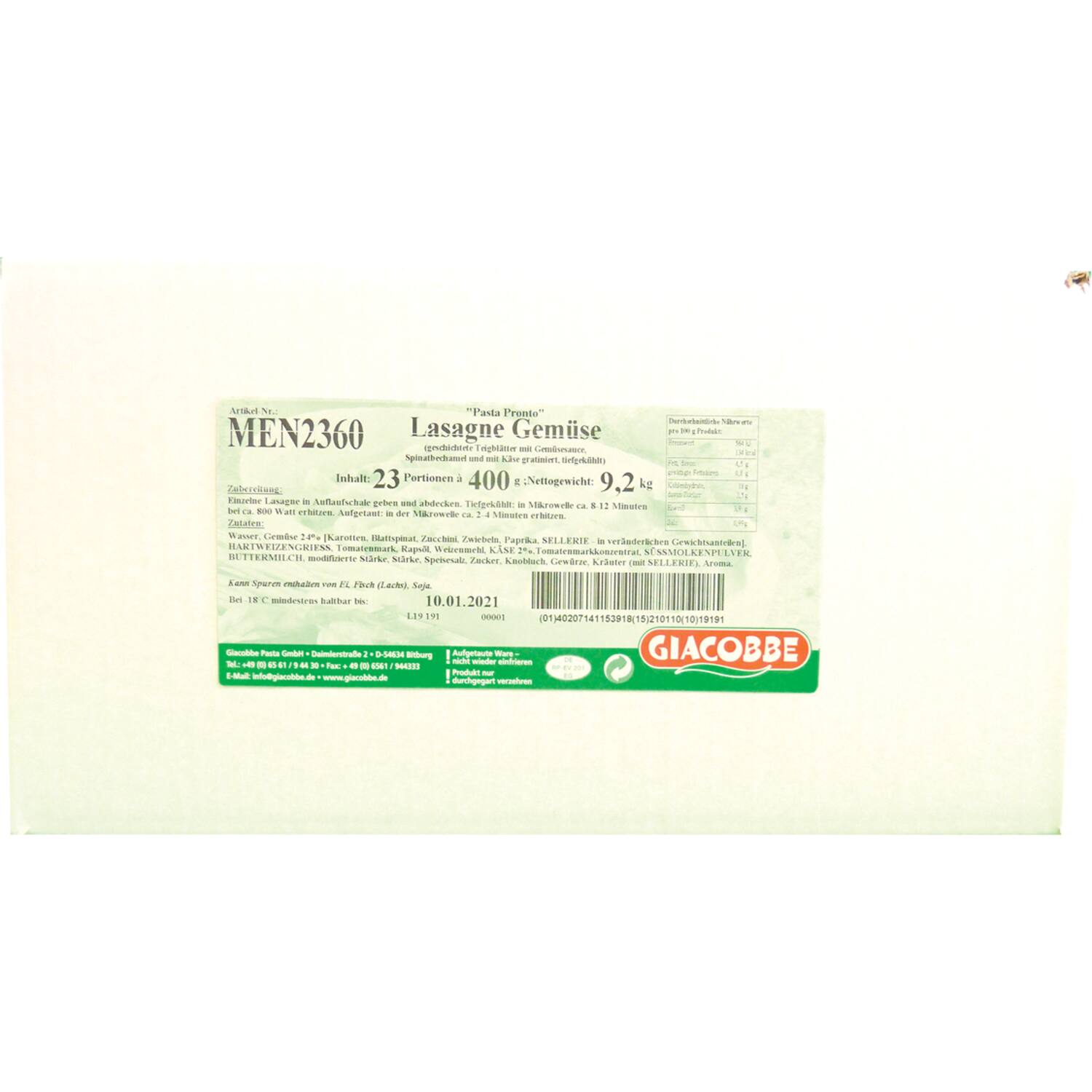 Giacobbe lasagne groente pronto 23x400g