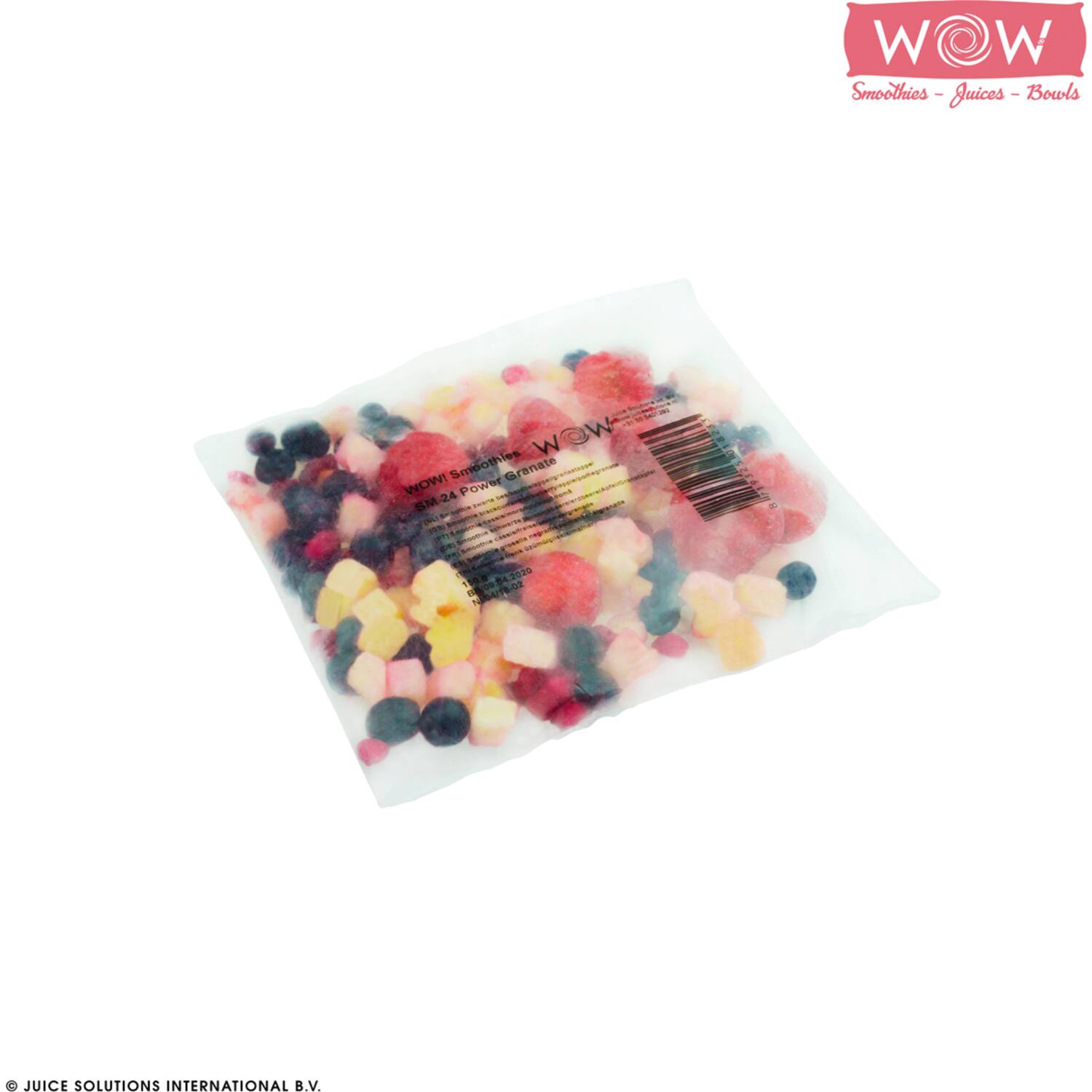 WOW fruitsmoothie aardbei-appel-granaatappel-zw. bes 33x150g
