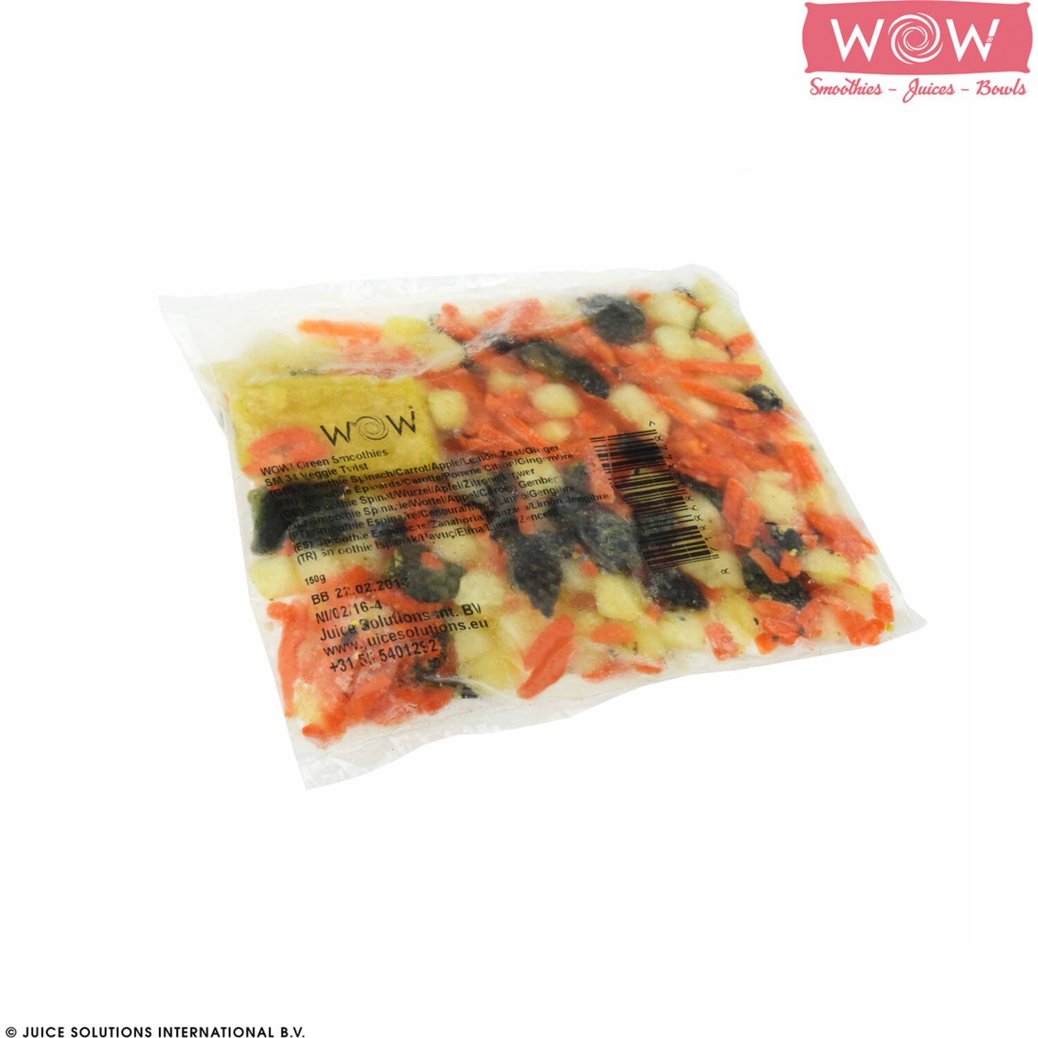 WOW groentesmoothie wortel-spinazie-gember-citroen 33x150g