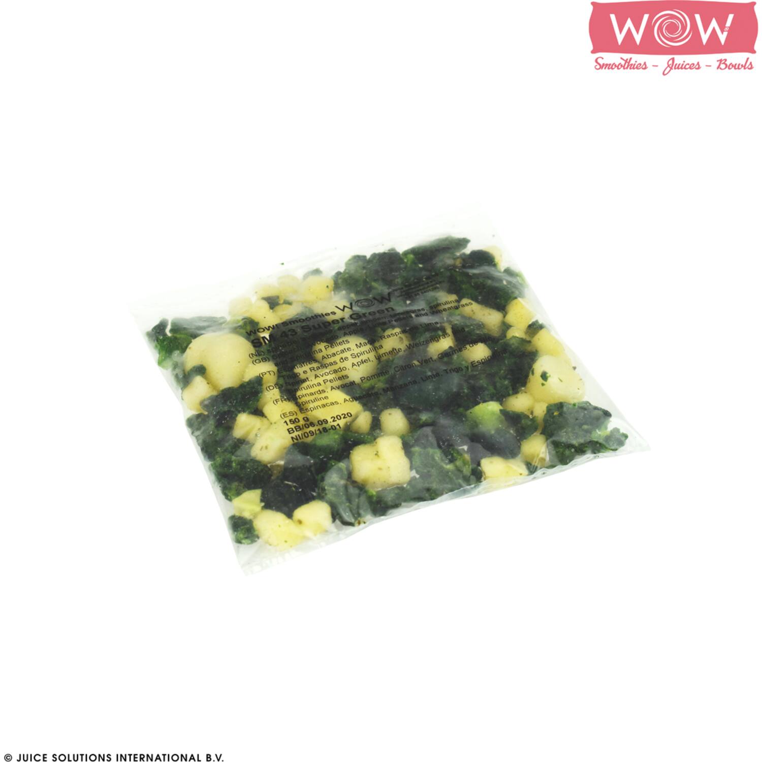WOW groentesmoothie spinazie-avocado-appel-tarwegras 33x150g