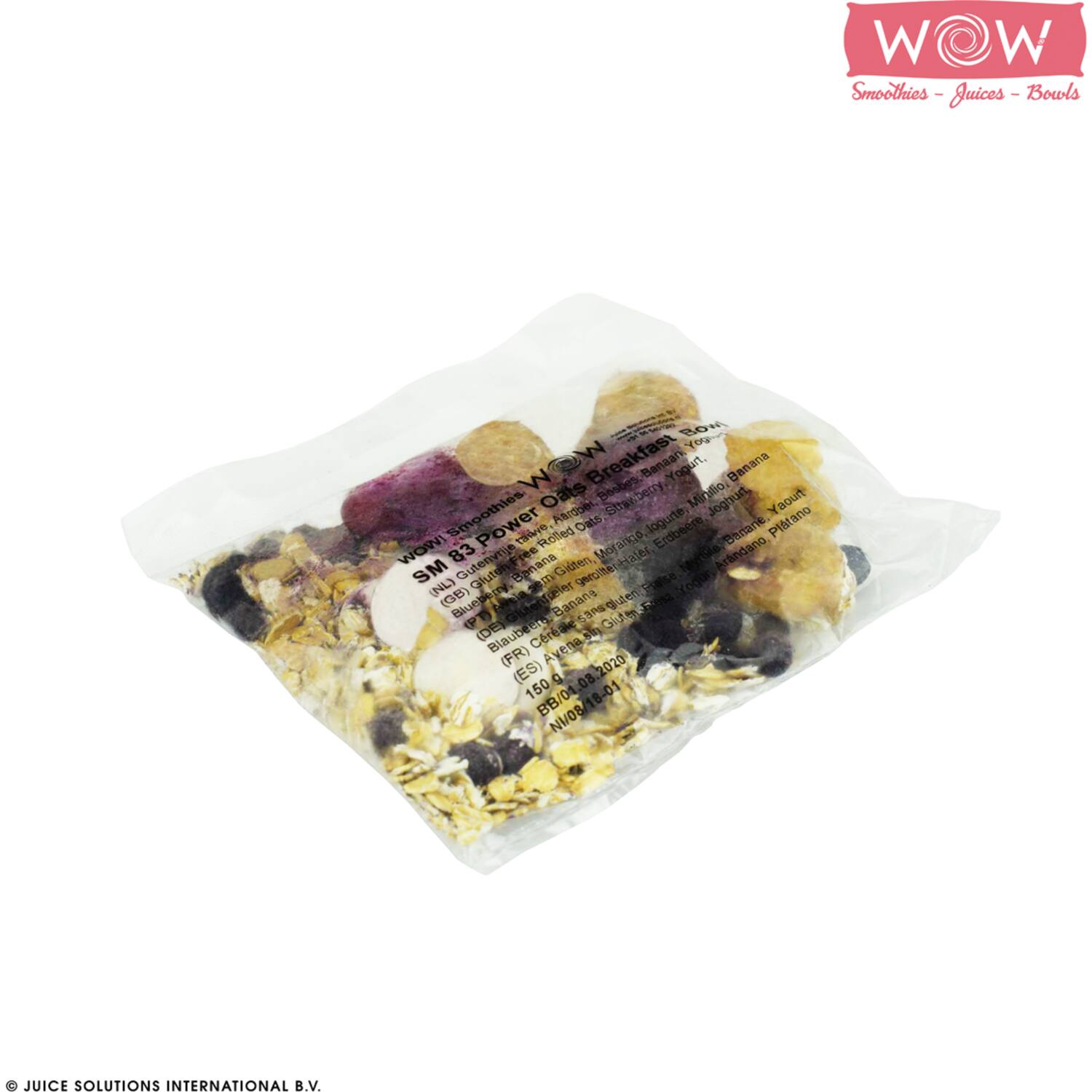 WOW smoothiebowl haver-aardbei-bosbes-banaan-yoghurt 33x150g