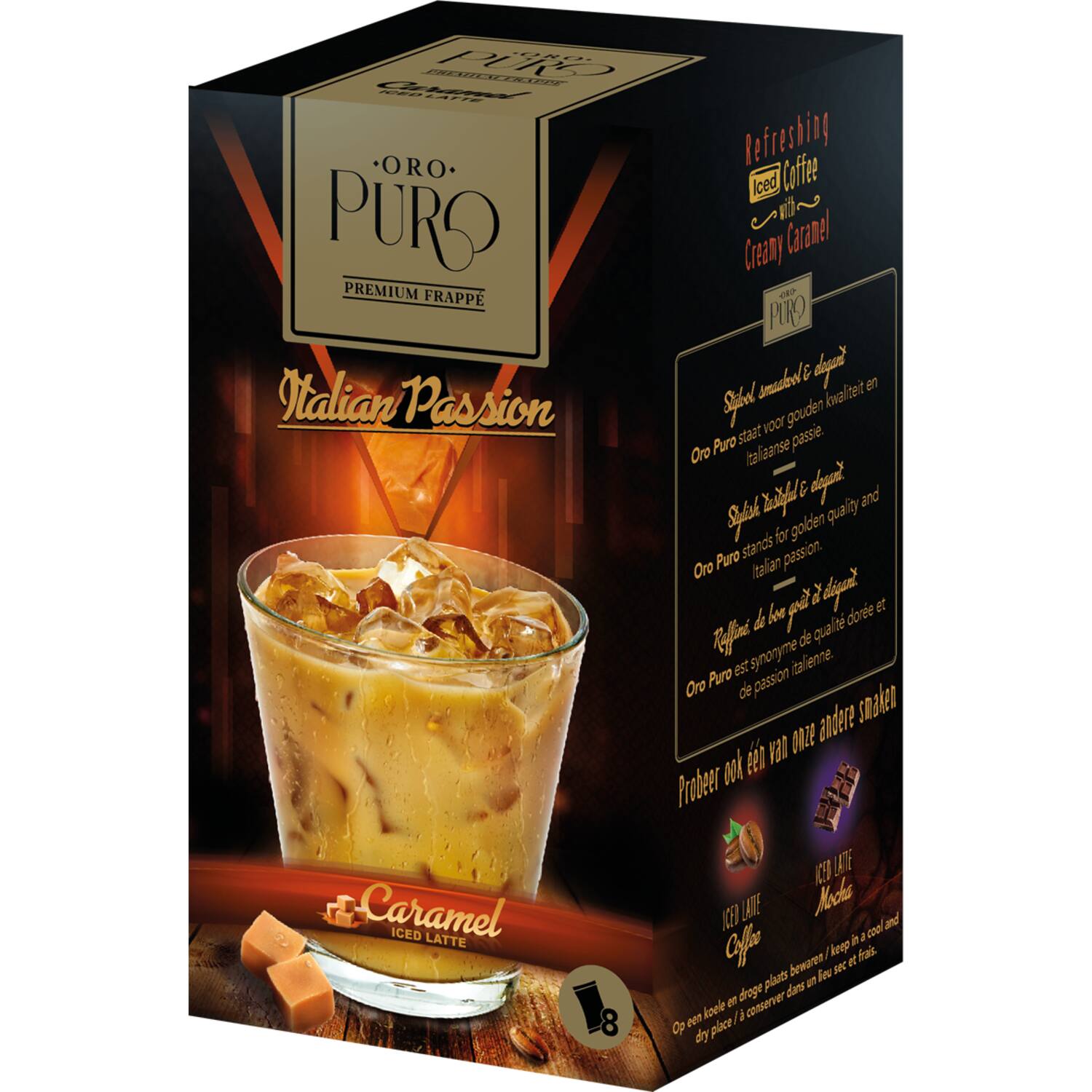 Oro Puro frappé karamel premium Italiaans 24x8x18g