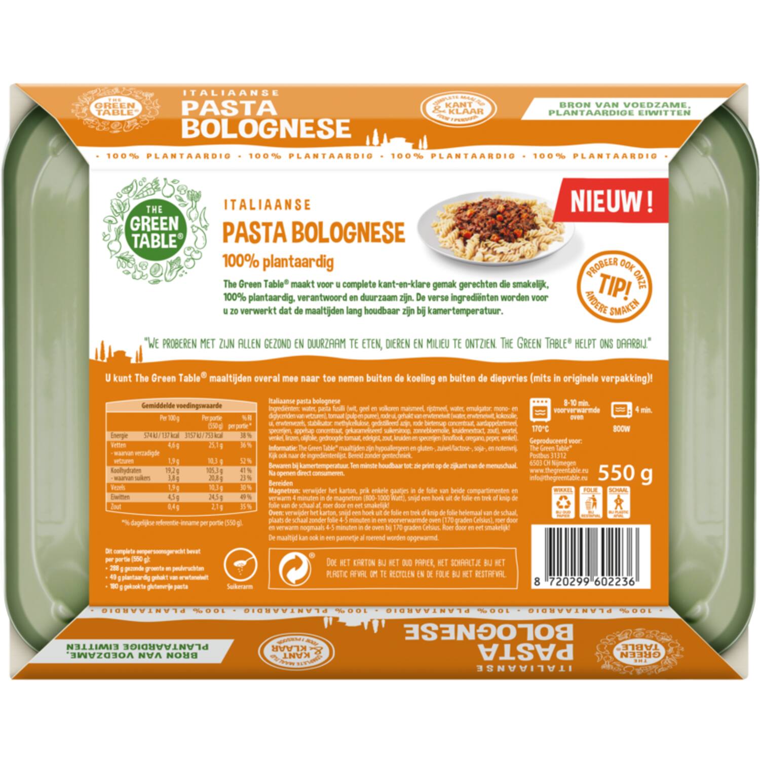 The Green Table Italiaanse pasta bolognese 6x550g