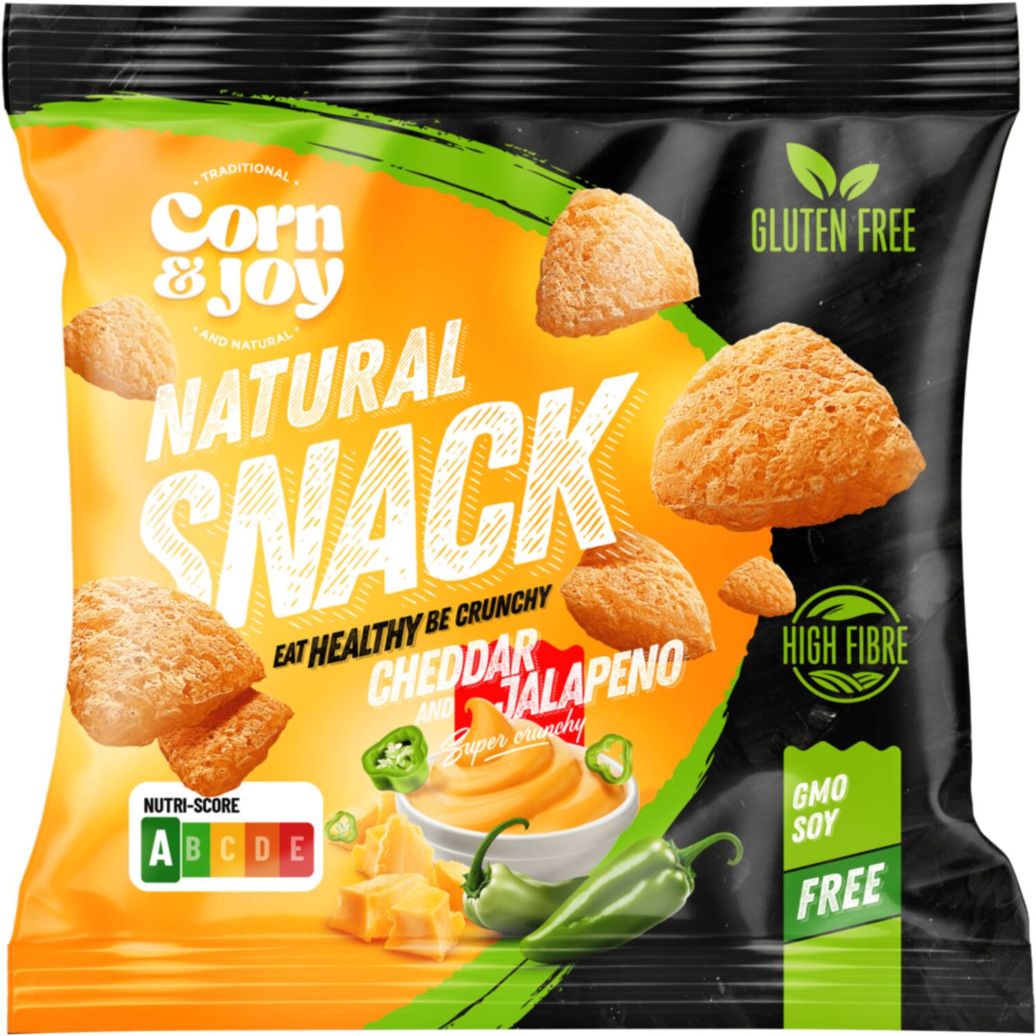 Corn & Joy natural snack cheddar jalapeno 7x40g