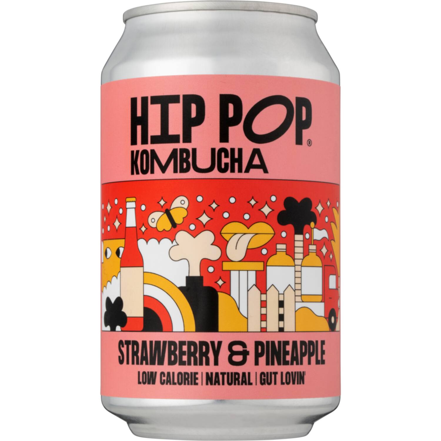 Hip Pop strawberry pineapple kombucha 12x330ml