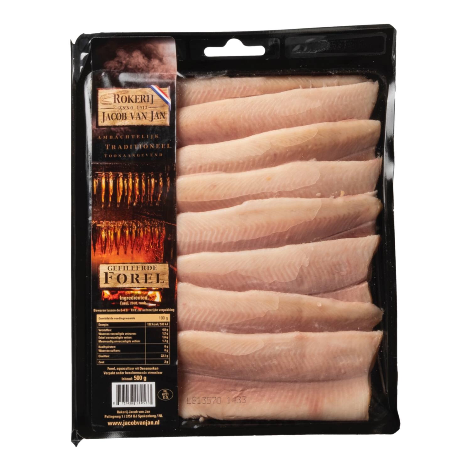 Rokerij Jacob van Jan gerookte forelfilet 500g