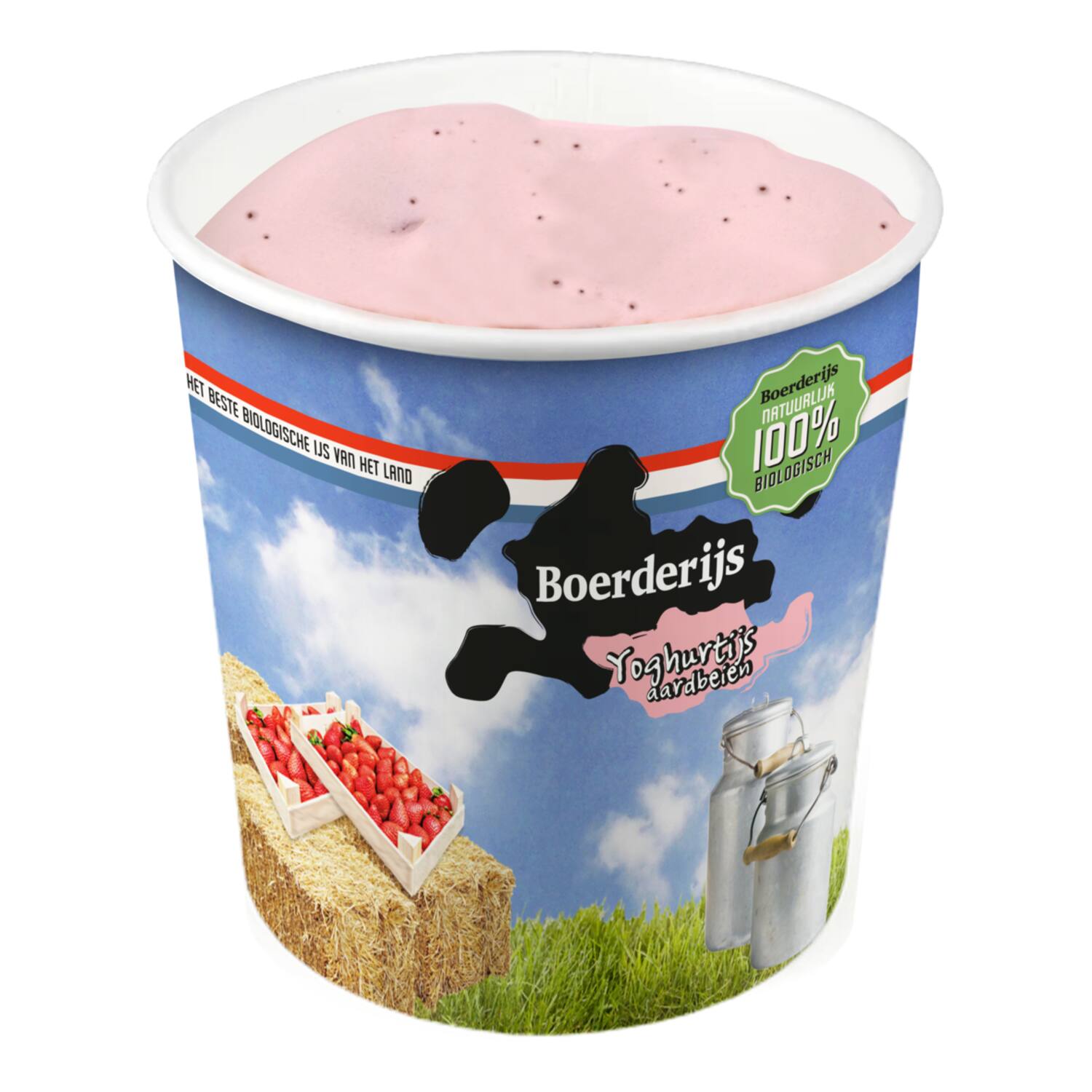 Boerderijs yoghurtijs aardbei 12x120ml