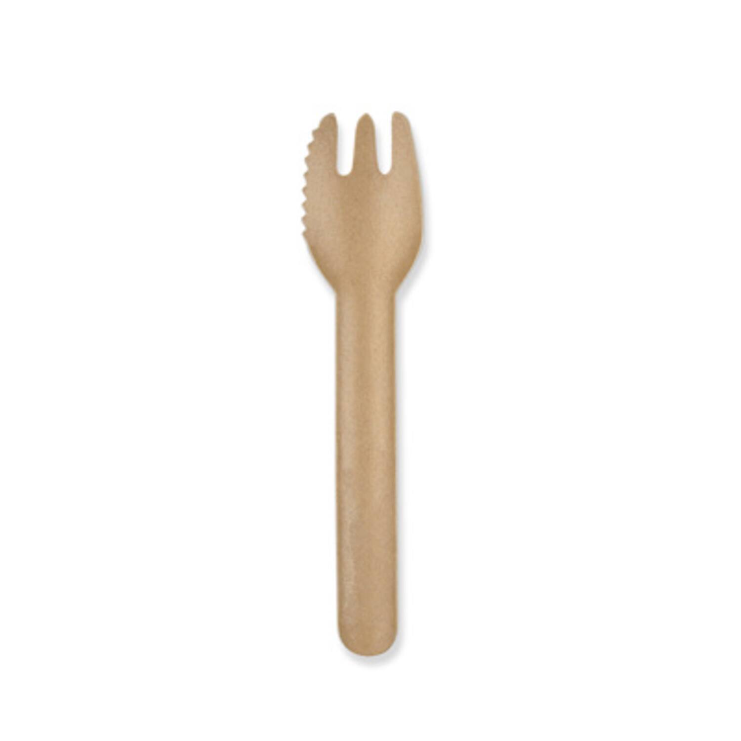 Kraft snackvorken met snijrand papier 13,2cm bruin 10x50st