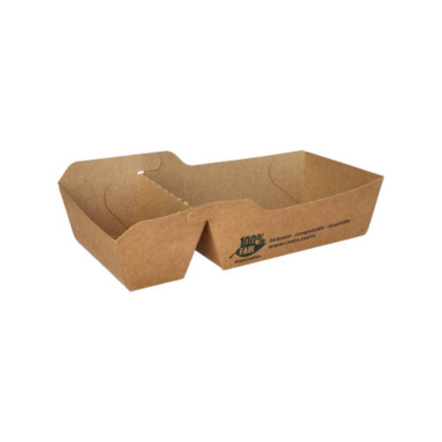 100% Fair snackbakjes + sausvak karton 165x90x35mm 6x80st