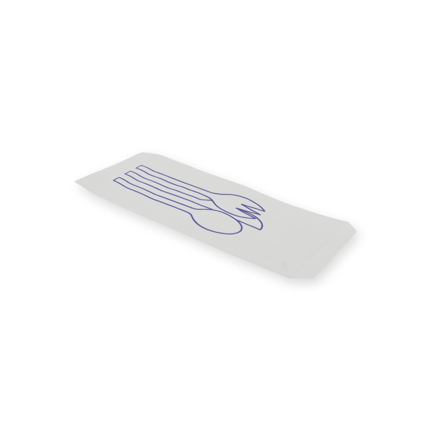 Premium Quality bestekzakjes met blauwe opdruk 23x9cm 2000st