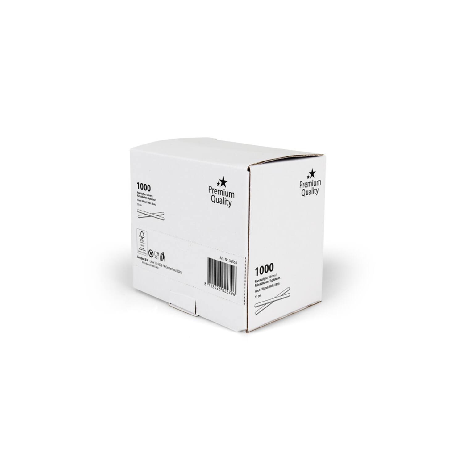 Premium Quality roerstaafjes dispenserdoos 11cm 10x1000st