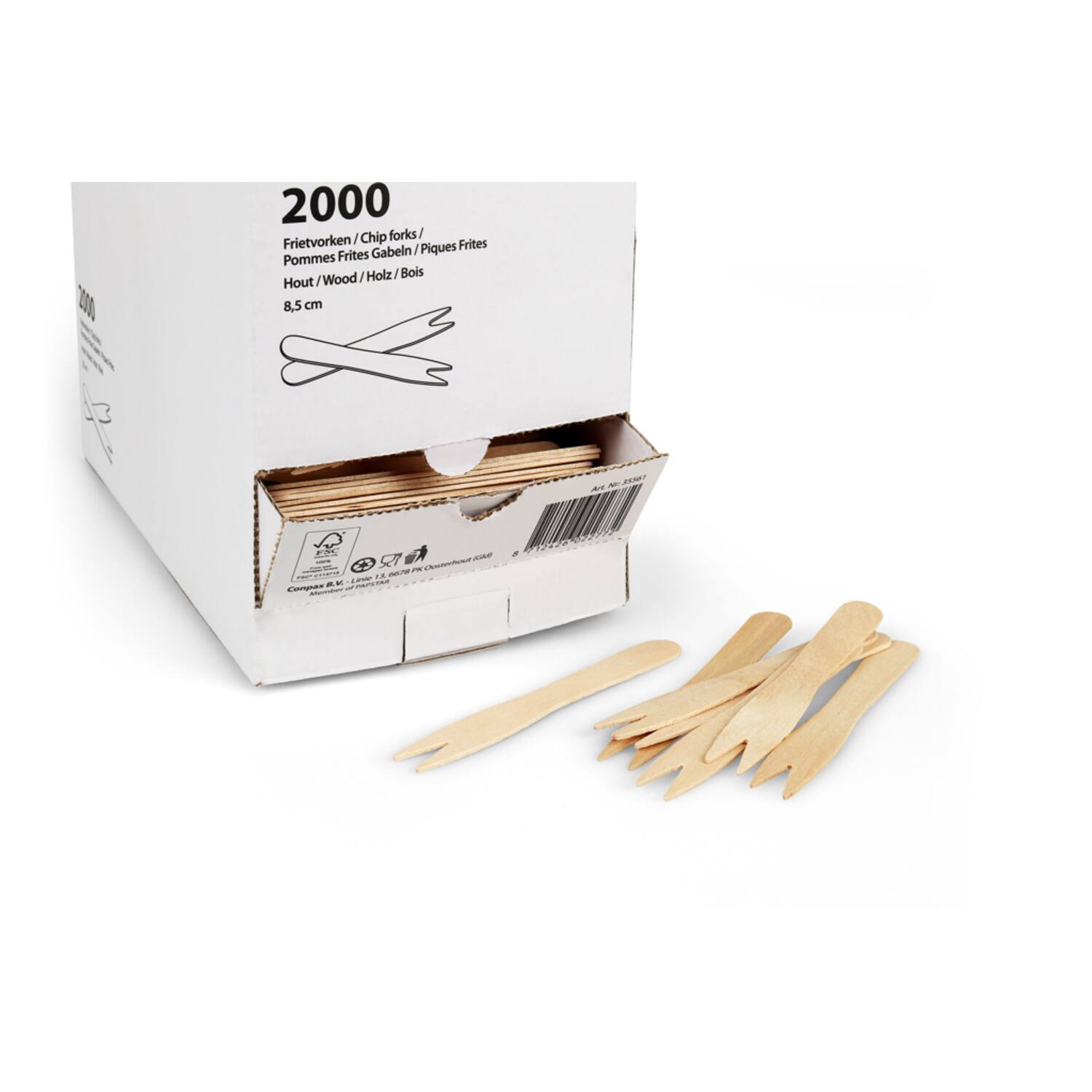 Premium Quality fritesvorkjes hout 8,5cm 6x2000st