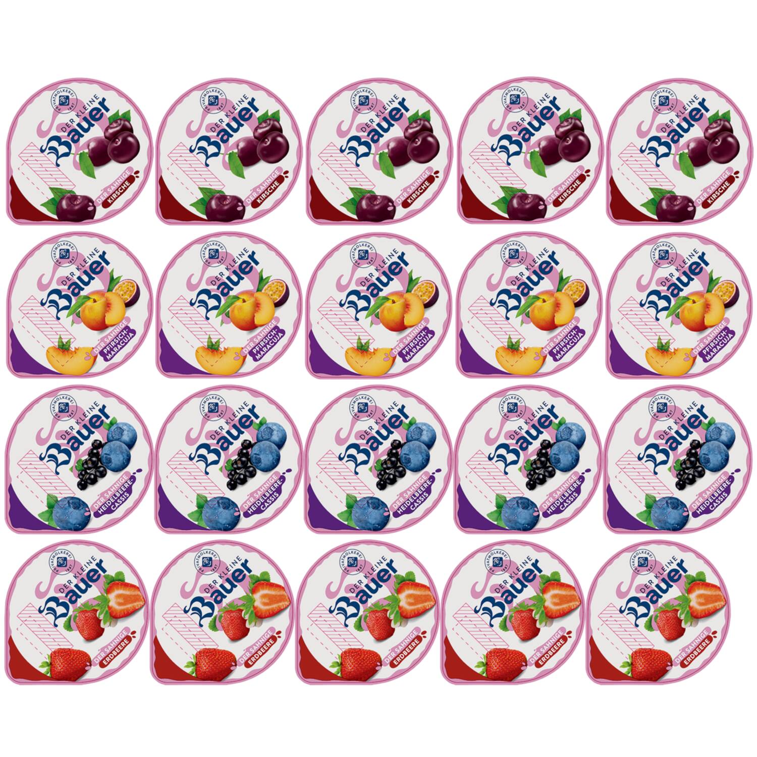Bauer roomyoghurt vruchten assorti met 4 smaken 20x150g