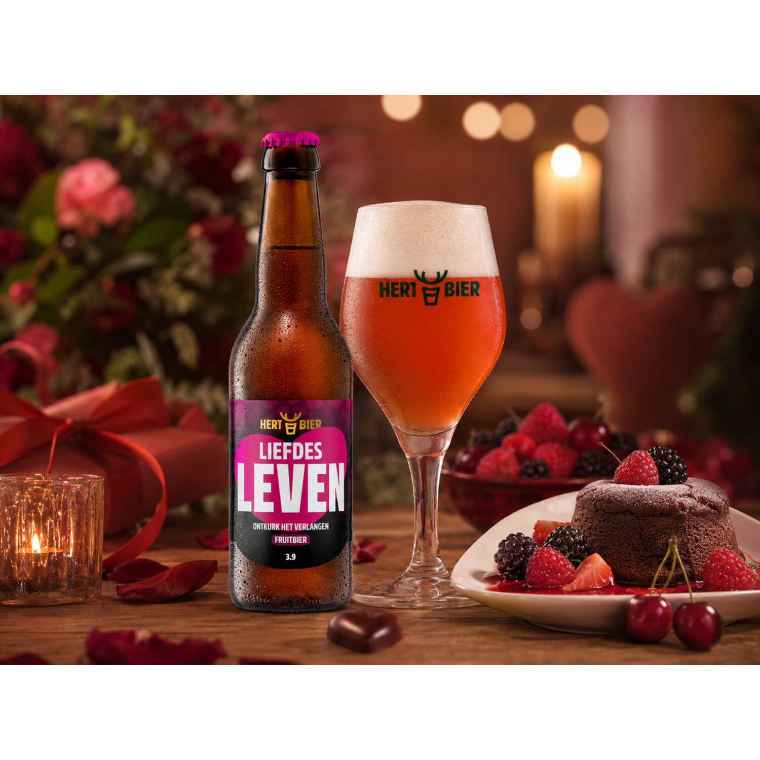 Hert Bier rood fruit Liefdes Leven 3,9% 24x330ml