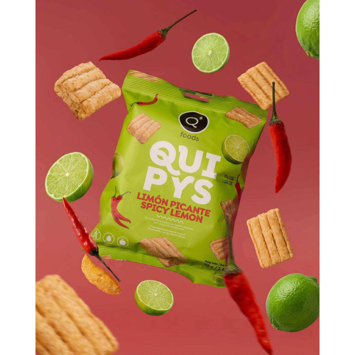 Qfoods quipys chips pittige limoen 24x70g