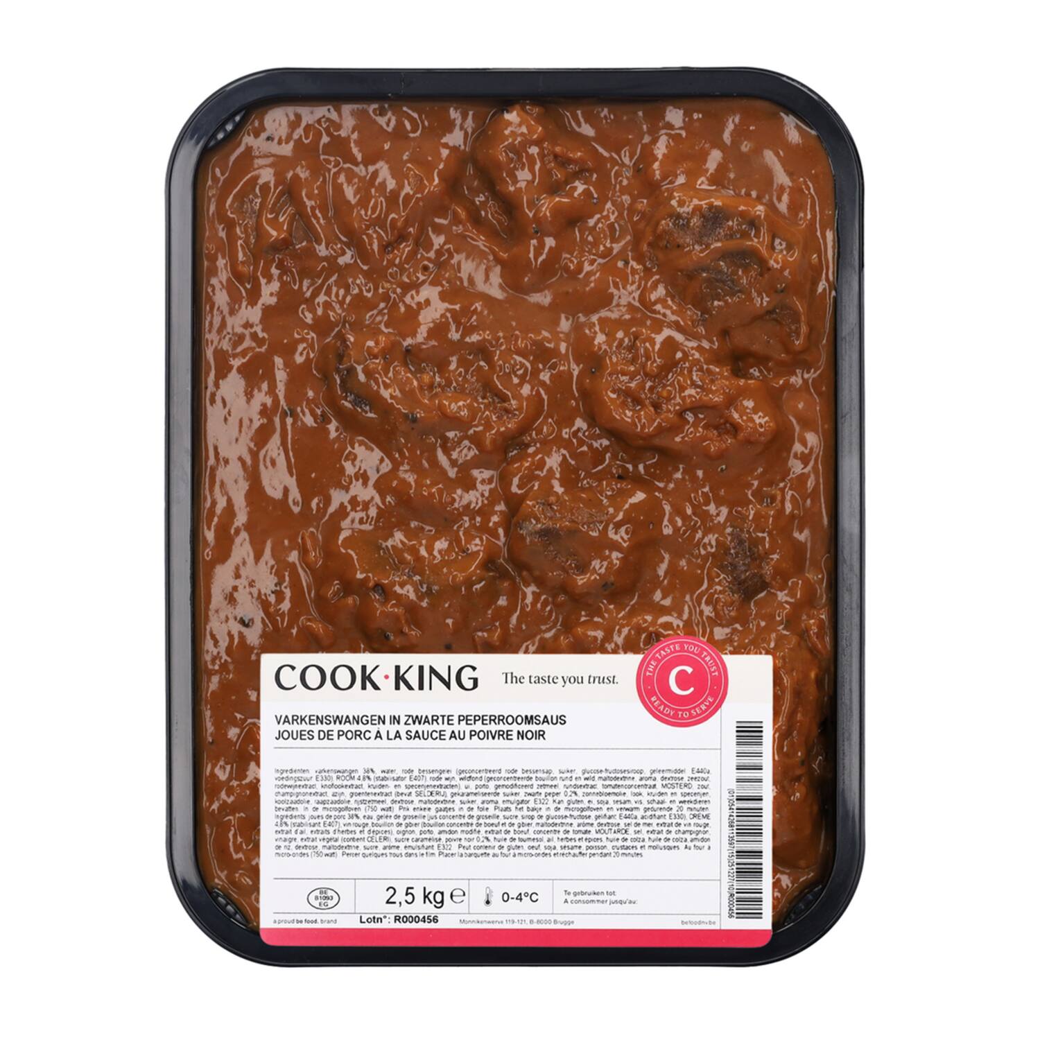 Cookking Varkenswangen zwarte peperroomsaus 2,5 kg