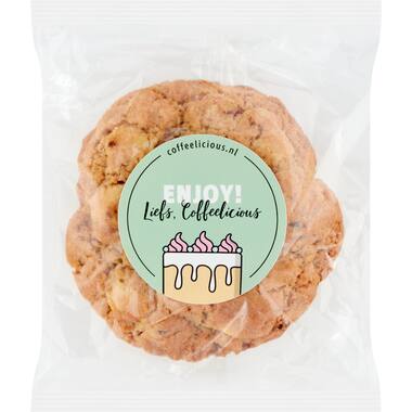 Coffeelicious koeken witte chocolade-framboos 100x100g