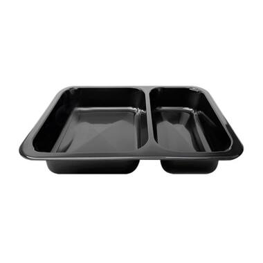 Foodyboxx menuschalen 2-vaks 22,7x17,8x4,9cm zwart 10x50st