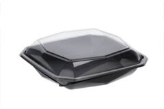 Octaview APET 225x225x65mm 925cc zwart + deksel transp