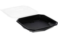 Octaview APET 225x225x65mm 925cc zwart + deksel transp